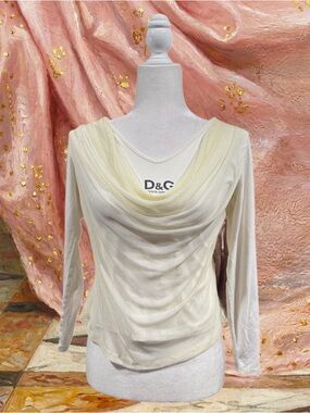 Y2K D&G Cream Draped Top